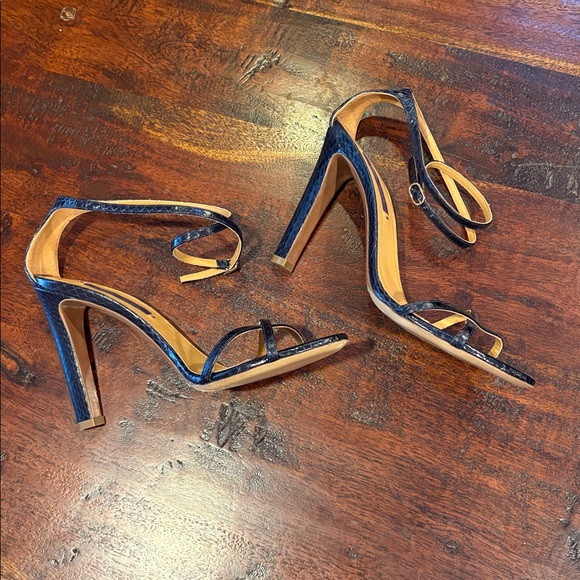 Ralph Lauren Collection Ardelisa Ayers Snakeskin Sandals Heels Dark Navy size 40 - Picture 2 of 13